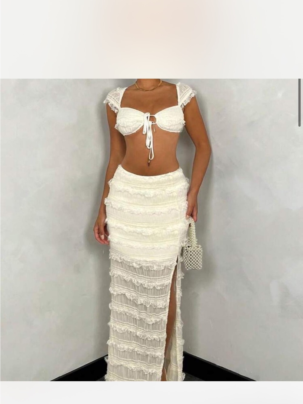 White Tiered Fringe Maxi Skirt - Women's Elegant Beach Skirt
